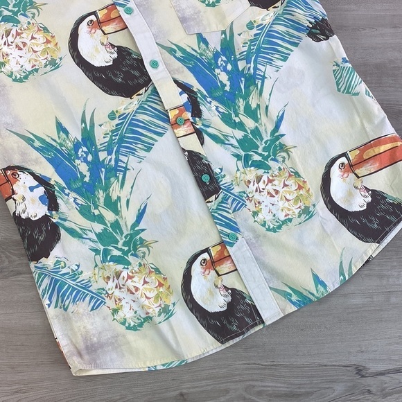 HURLEY- BODEGA PINEAPPLE WOVEN MENS COLLARED SHORT SLEEVE SHIRT - Picture 5 of 11